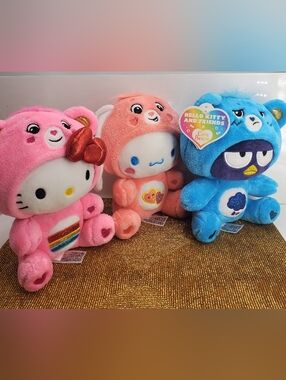 Sanrio Hello Kitty x Care Bears 8" Plush Set: Hello Kitty Badtz-Maru Cinnamoroll